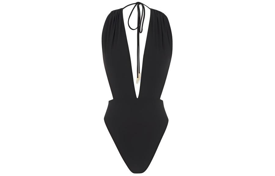 SAINT LAURENT Backless V Halter Swimsuit