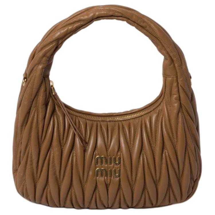 MIU MIU Leather Shoulder Bag Crossbody Bag Handbag Women's Caramel