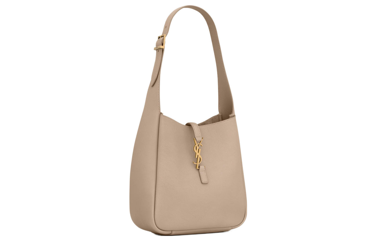SAINT LAURENT LE5A7 Smooth Cow Leather Hobo Bag, Handbag, Shoulder Bag Women's Gray