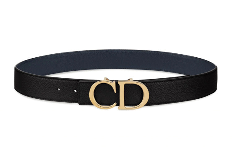 DIOR Cow Leather Leather Belts Men's Black Width: 3.5cm