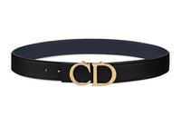 DIOR Cow Leather Leather Belts Men's Black Width: 3.5cm