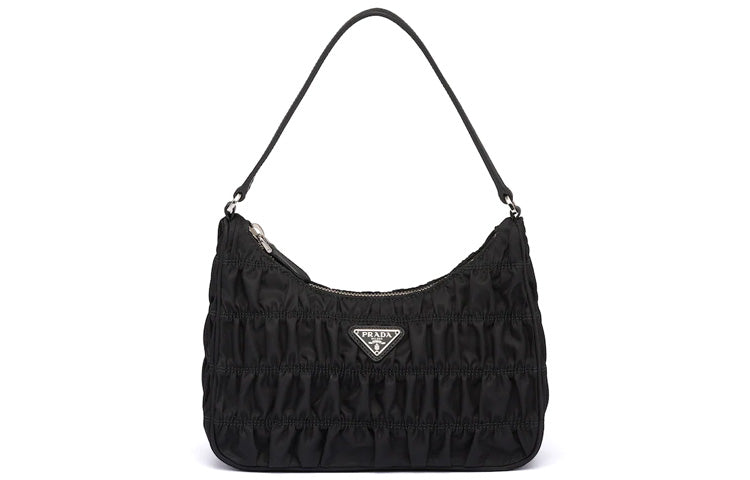 PRADA Nylon Fabric With Saffiano Leather Handbag Mini Women's Black