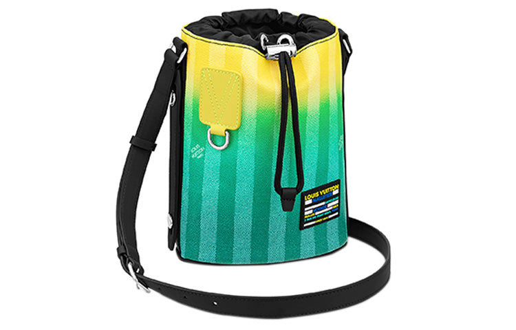 LOUIS VUITTON Damier Stripes Coated Canvas Bucket Bags Shoulder Bag Crossbody Bag Regular Men's Gradient Yellow Green