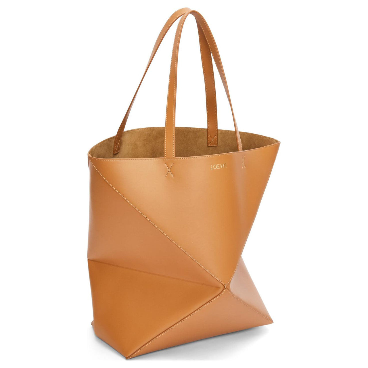 LOEWE Shiny Calfskin Tote Bag, Shopping Bag, Handbag Extra Large Men's Warm Desert