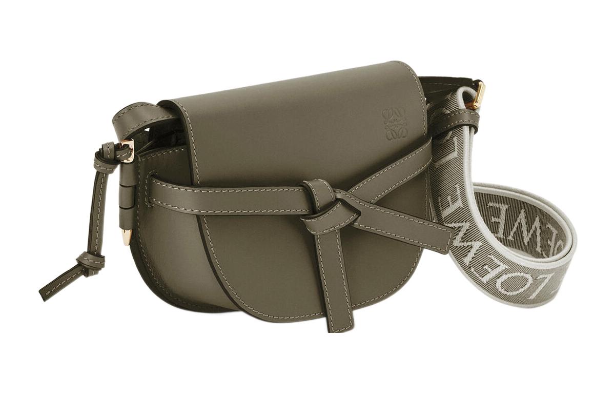 LOEWE Mini Gate Dual Bag In Soft Calfskin And Jacquard Autumn Green