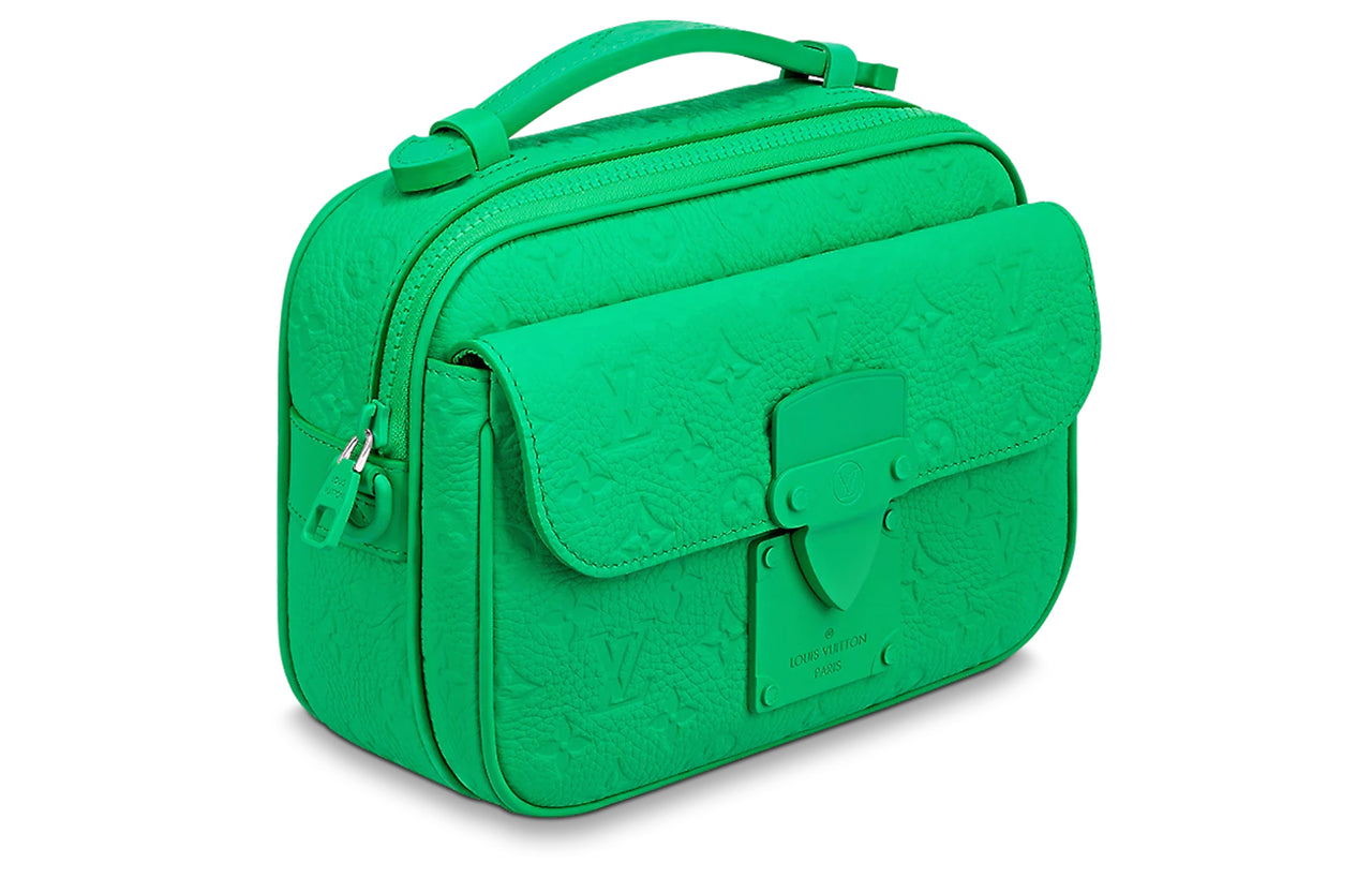 LOUIS VUITTON S Lock Messenger Monogram Embossed Minty Green