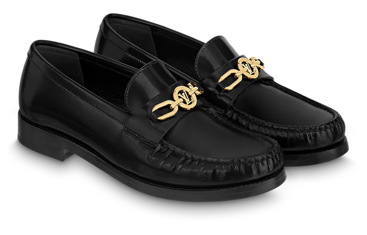 LOUIS VUITTON Major Loafers Casual Shoes Women's Black