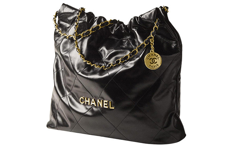 CHANEL 22Bag Medium Handbag Shoulder Bag Shiny Calfskin Black
