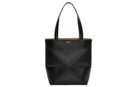 LOEWE Puzzle Fold Shiny Cow Leather Tote Bag, Shopping Bag, Handbag Medium Size Men's Black