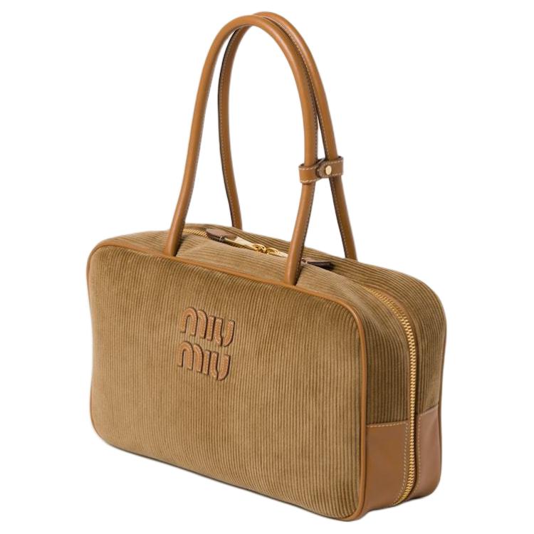MIU MIU Fabric Handbag Women's Cinnamon