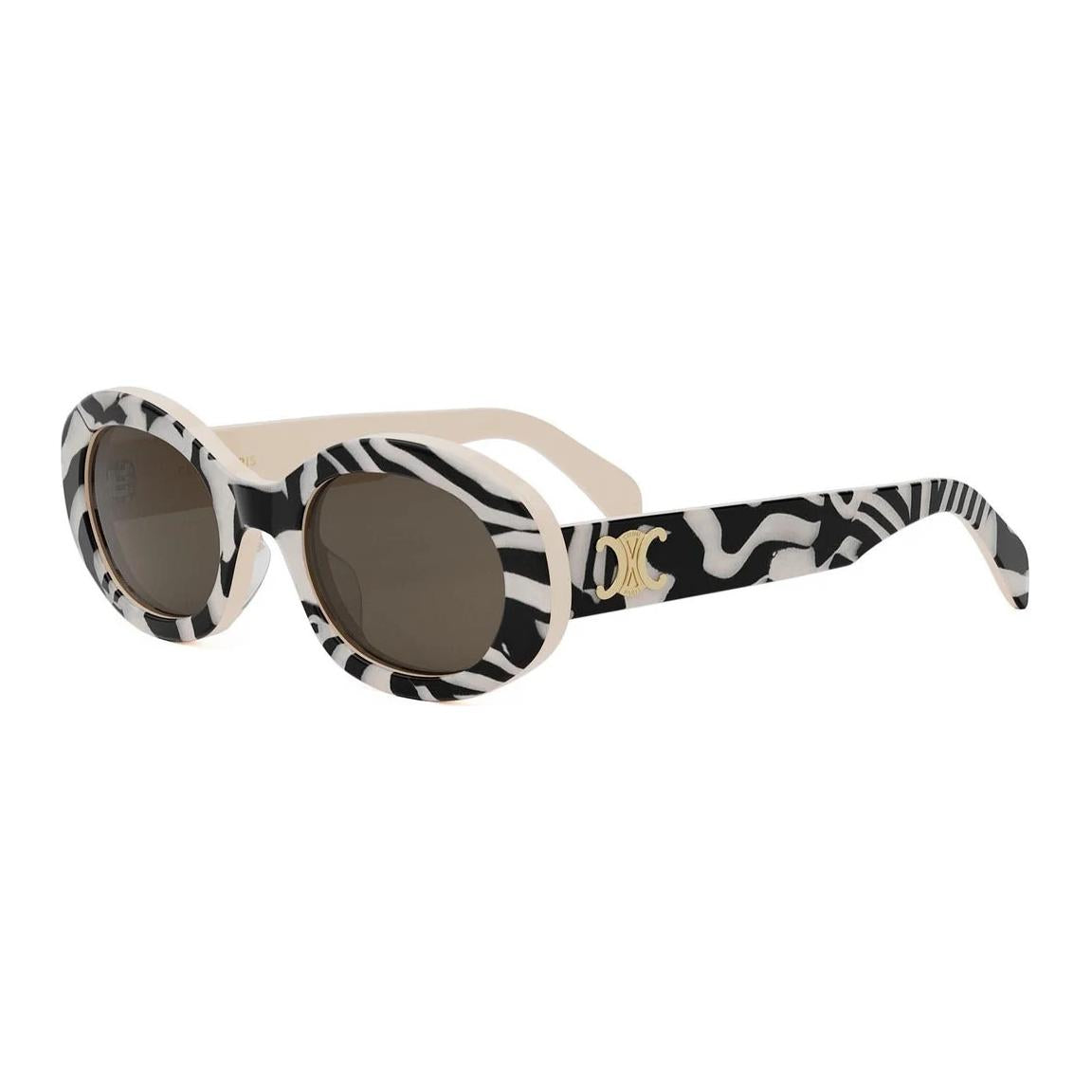 CELINE Acetate Oval Sunglasses Women's Black