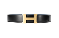 HERMES Leather Belts Men Black/Dark Blue