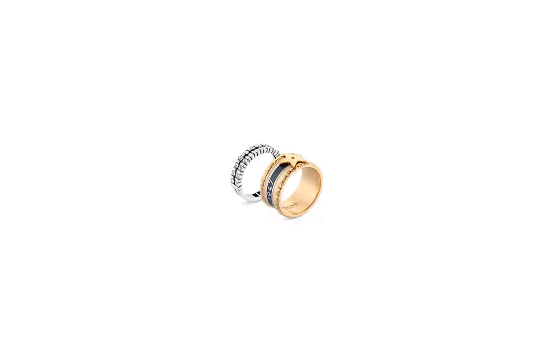 DIOR Brass, Crystal, Resin Rings Unisex Gold