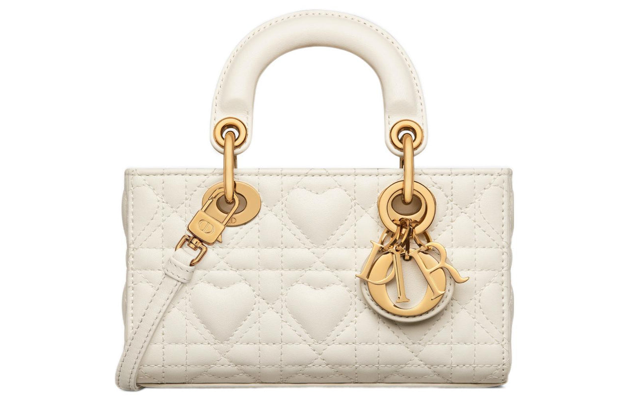 DIOR Lady D Joy Lambskin Lady Dior Bag, Shoulder Bag, Crossbody Bag, Handbag Extra Mini Women's Milk White