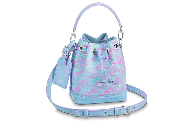 LOUIS VUITTON Painted And Embossed Cow Leather Bucket Bag, Handbag, Shoulder Bag, Crossbody Bag Mini Women's Blue