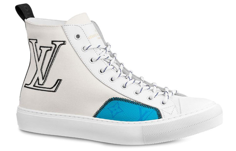 LOUIS VUITTON Tattoo Ankle Sneakers 'White Black With Blue Monogram'