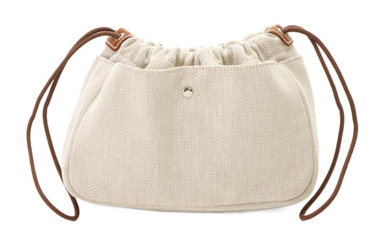 HERMES Garden Party Canvas With Calfskin Garden Bag Canvas Bag Insert Clutch Women's Beige