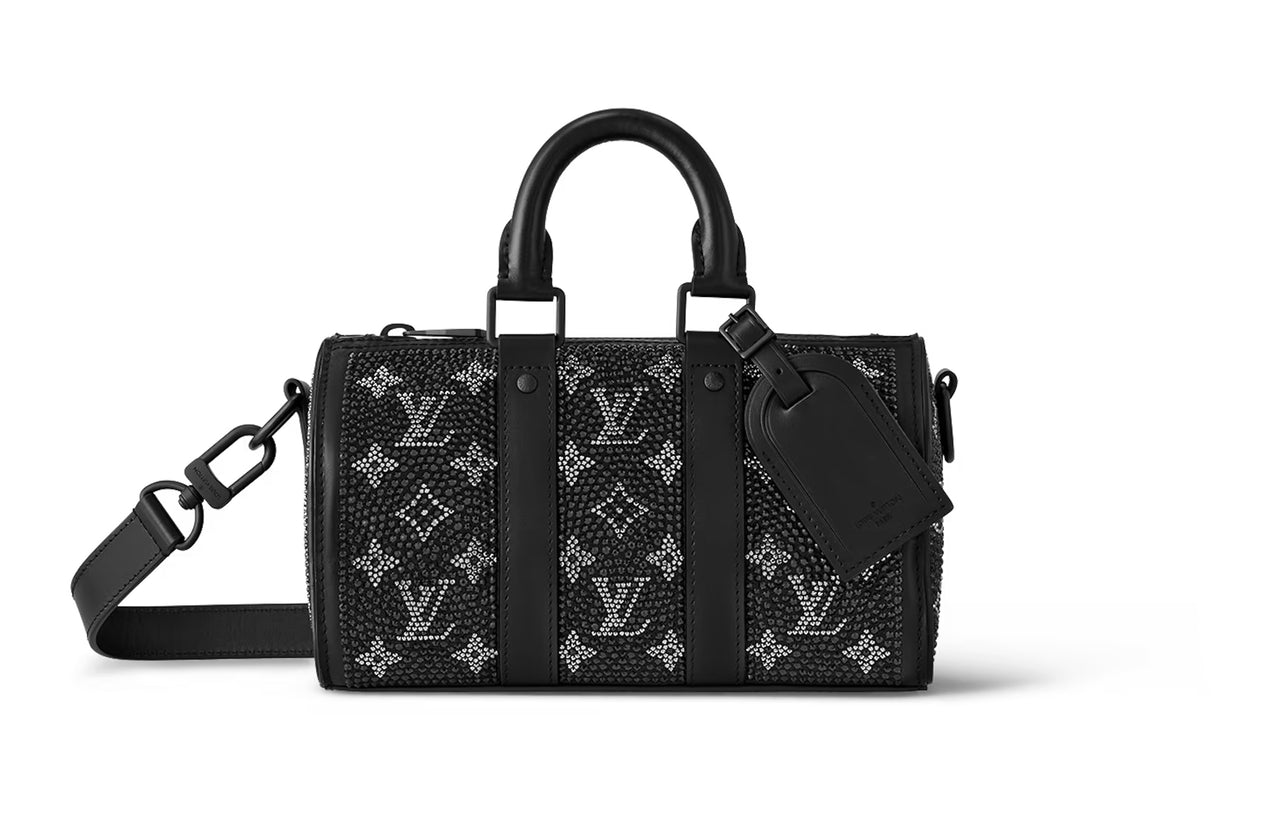 LOUIS VUITTON Keepall Cow Leather Travel Bags Shoulder Bag Crossbody Bag Handbag Men's Black