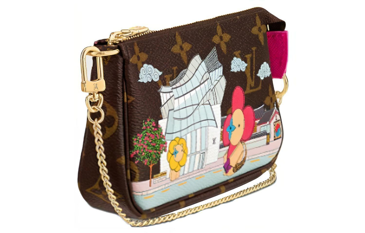 LOUIS VUITTON POCHETTE ACCESSOIRES Canvas Chain Bag Crossbody Bag Shoulder Bag Mini Women's Brown
