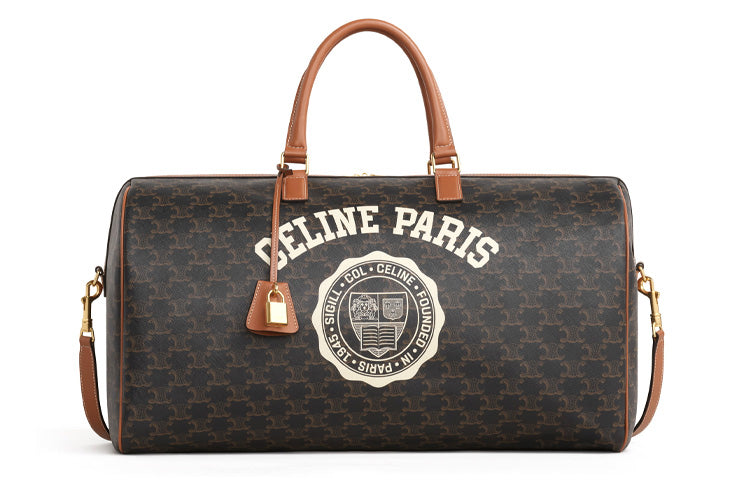 CELINE Cow Leather Handbag Shoulder Bag Travel Bag Regular Women's Tan