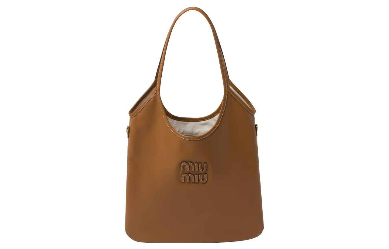 MIU MIU Leather Tote Bag Shopping Bag Handbag Regular Women's Caramel