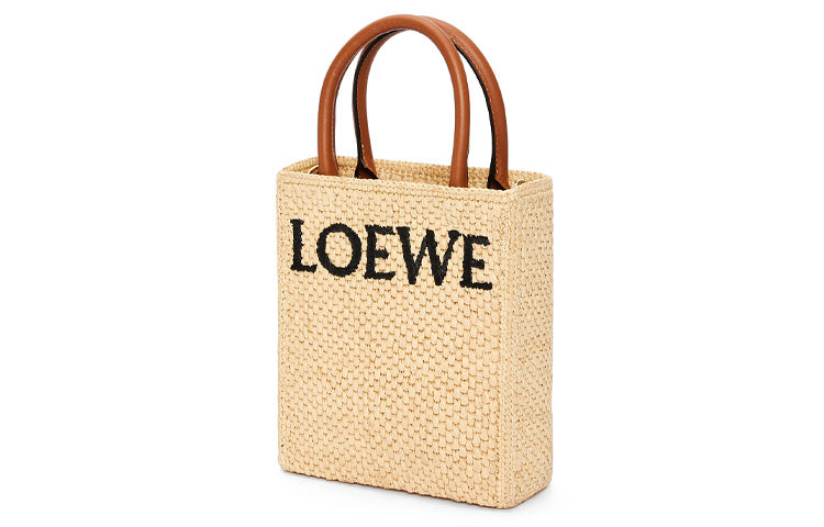 LOEWE Raffia Sheet Music Bag Tote Bag Shopping Bag Handbag Small Size Women's Natural/Black
