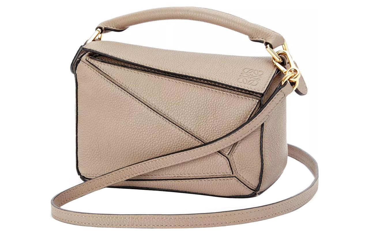 LOEWE Puzzle Cow Leather Geometric Puzzle Bag, Shoulder Bag, Crossbody Bag, Handbag Mini Women's Sand