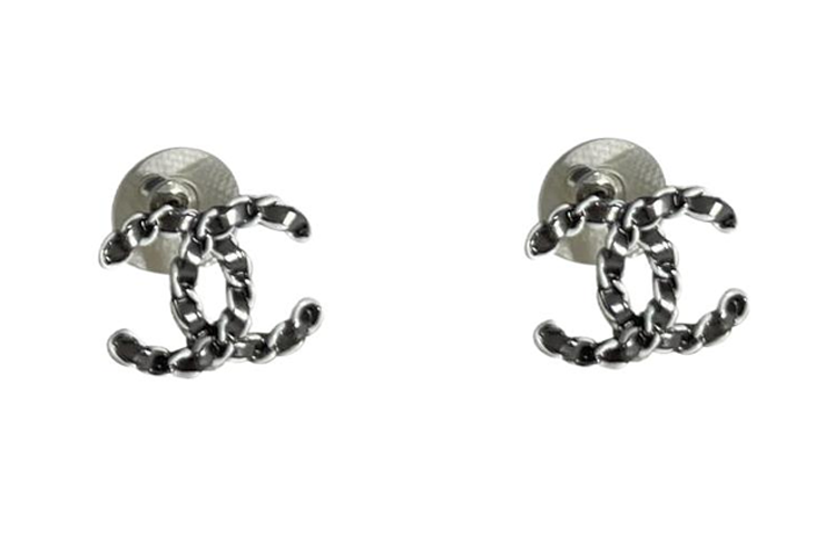 CHANEL Stud Earrings Women's Black