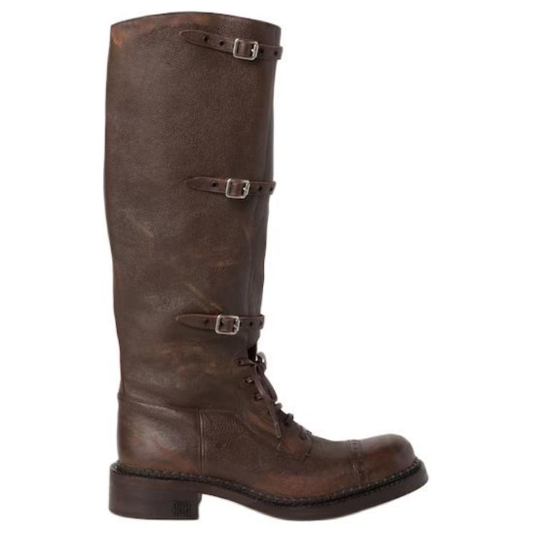 MIU MIU New Year Collection Knee-high Boots 3.5cm Women's Brown