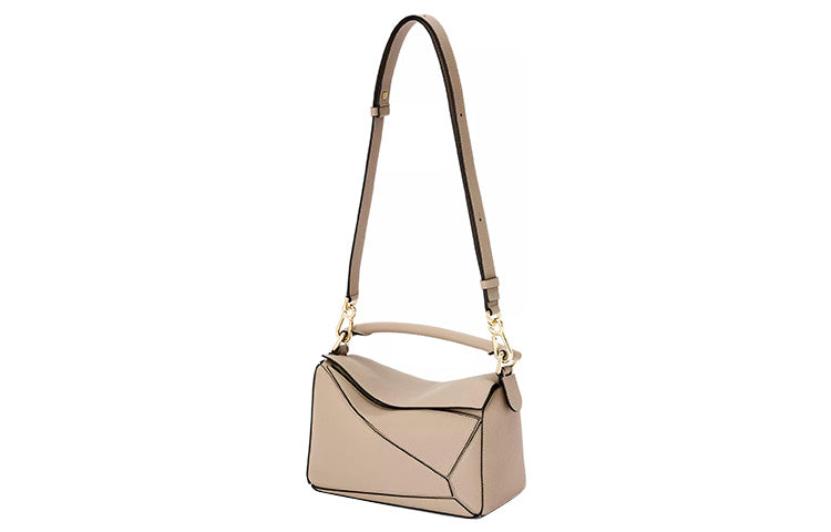 LOEWE Puzzle Cow Leather Geometric Bag Puzzle Bag Portable Crossbody Bag Shoulder Bag Women's Sand