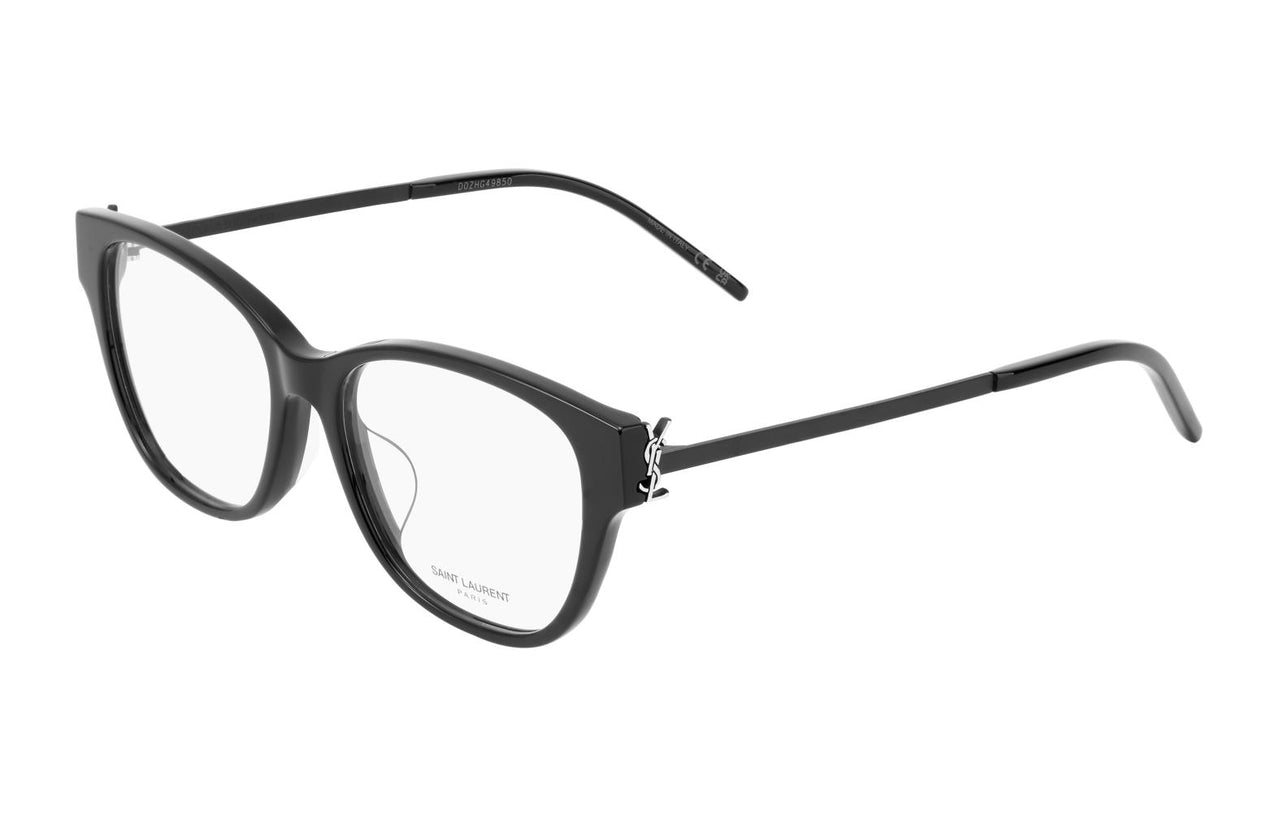 SAINT LAURENT Capsule Plate Frame Butterfly Optical Glasses Women's Black With Silver Logo