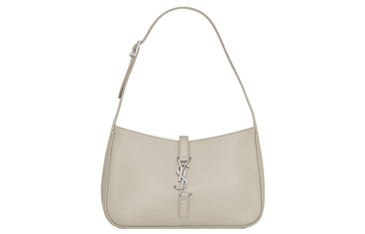 SAINT LAURENT LE5A7 Smooth Cow Leather Shoulder Bag, Hobo Bag, Handbag, Shoulder Bag Women's Beige