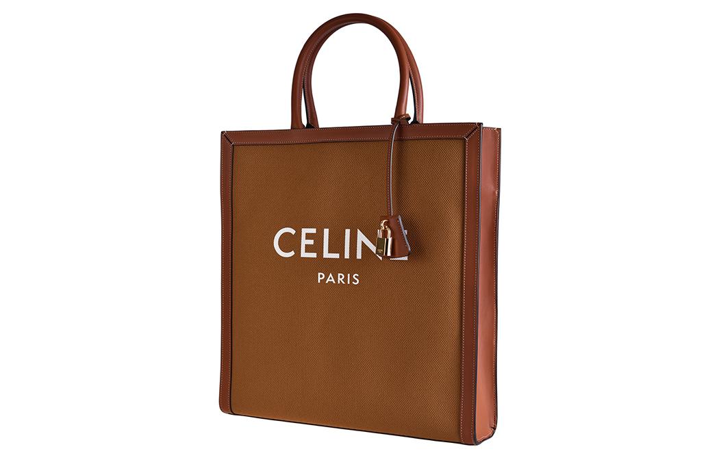 CELINE Canvas With Leather Tote Bag, Shopping Bag, Canvas Bag, Handbag Women's Brown
