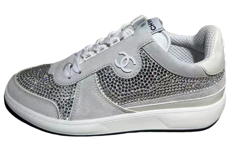 CHANEL Stylish Skateboarding Shoes Women's Light Gray