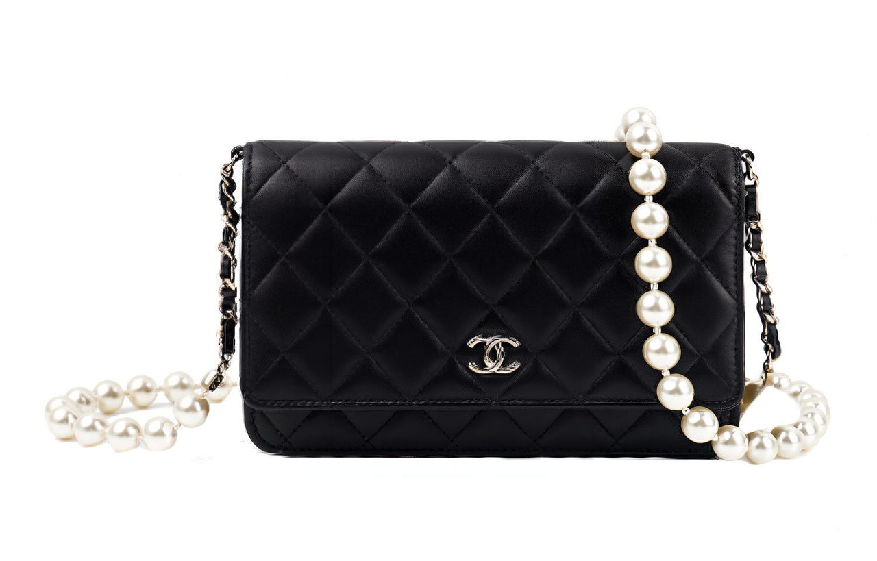 CHANEL WOC Sheepskin Wallet On Chain Shoulder Bag, Crossbody Bag Women's Black
