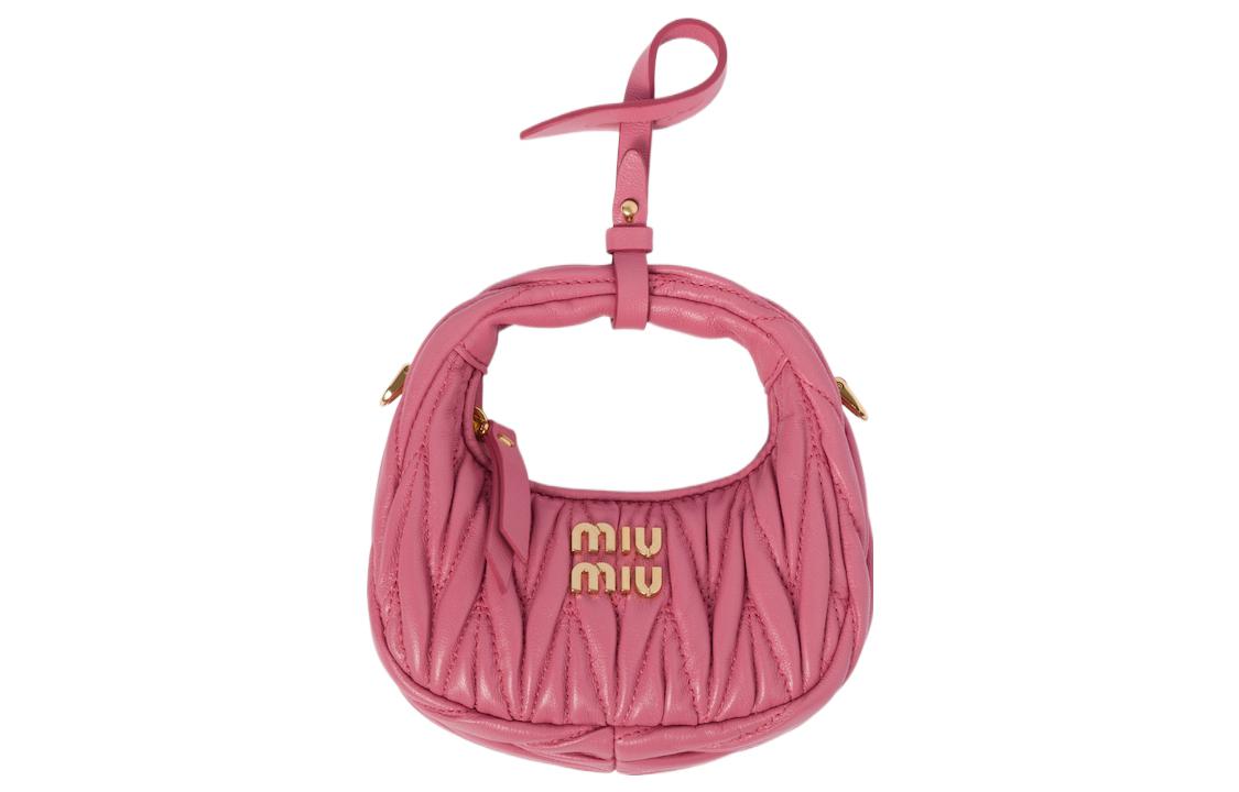 MIU MIU Wander Series Soft Sheep Leather HOBO Handbag, Shoulder Bag, Crossbody Handbag Extra Mini Women's Begonia Pink