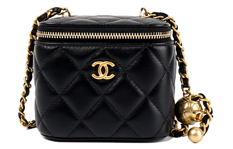 CHANEL Little Golden Ball Sheepskin Box Bag Crossbody Bags Shoulder Bags Women's Black