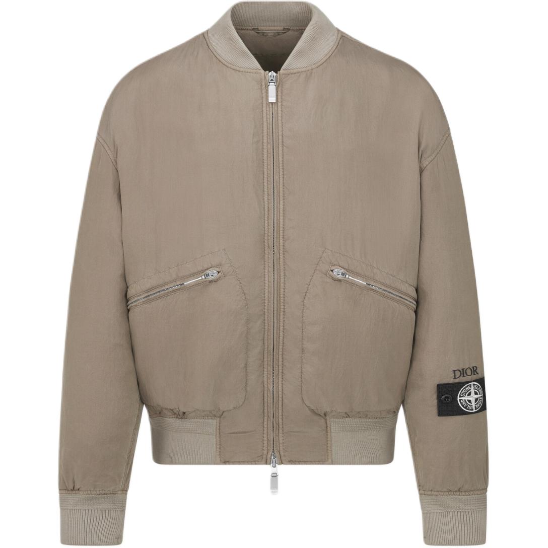 DIOR X Stone Island Habotai Silk Blend Bomber Jacket