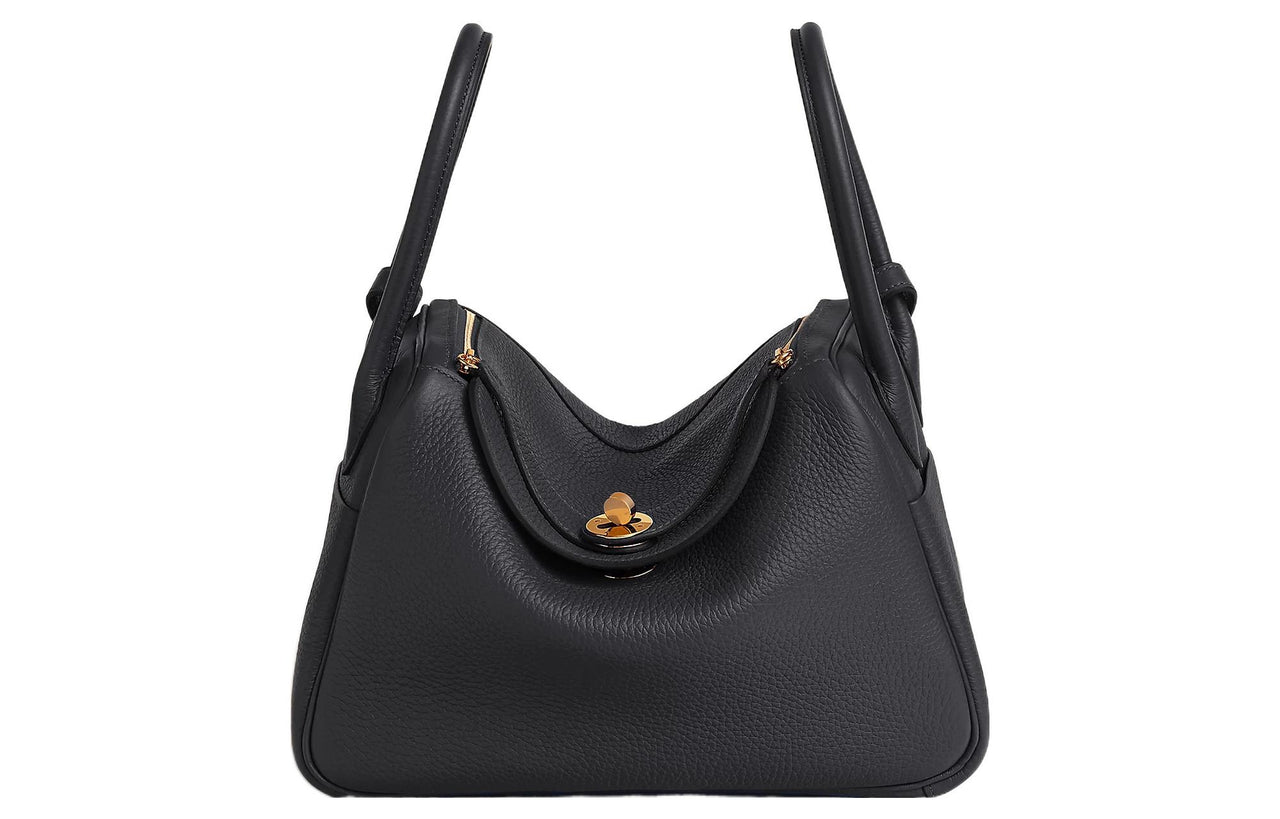 HERMES Lindy Clemence Bullock Leather Handbag Shoulder Bag Regular Women's 3Y Caban Dark Blue