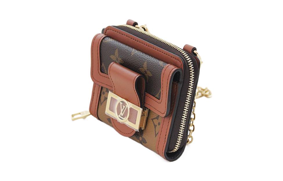 LOUIS VUITTON Dauphine Canvas With Leather Wallet Mini Women's Brown