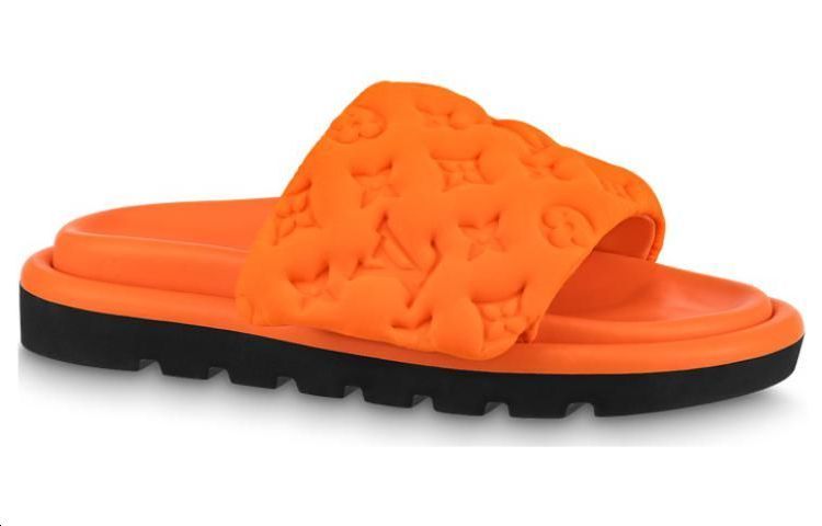 LOUIS VUITTON Slip Resistant Slide Slippers Women's Orange