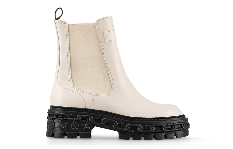 LOUIS VUITTON LV Record Short Chelsea Boots Women's White