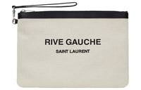 SAINT LAURENT Leather Clutch Men's White/Black