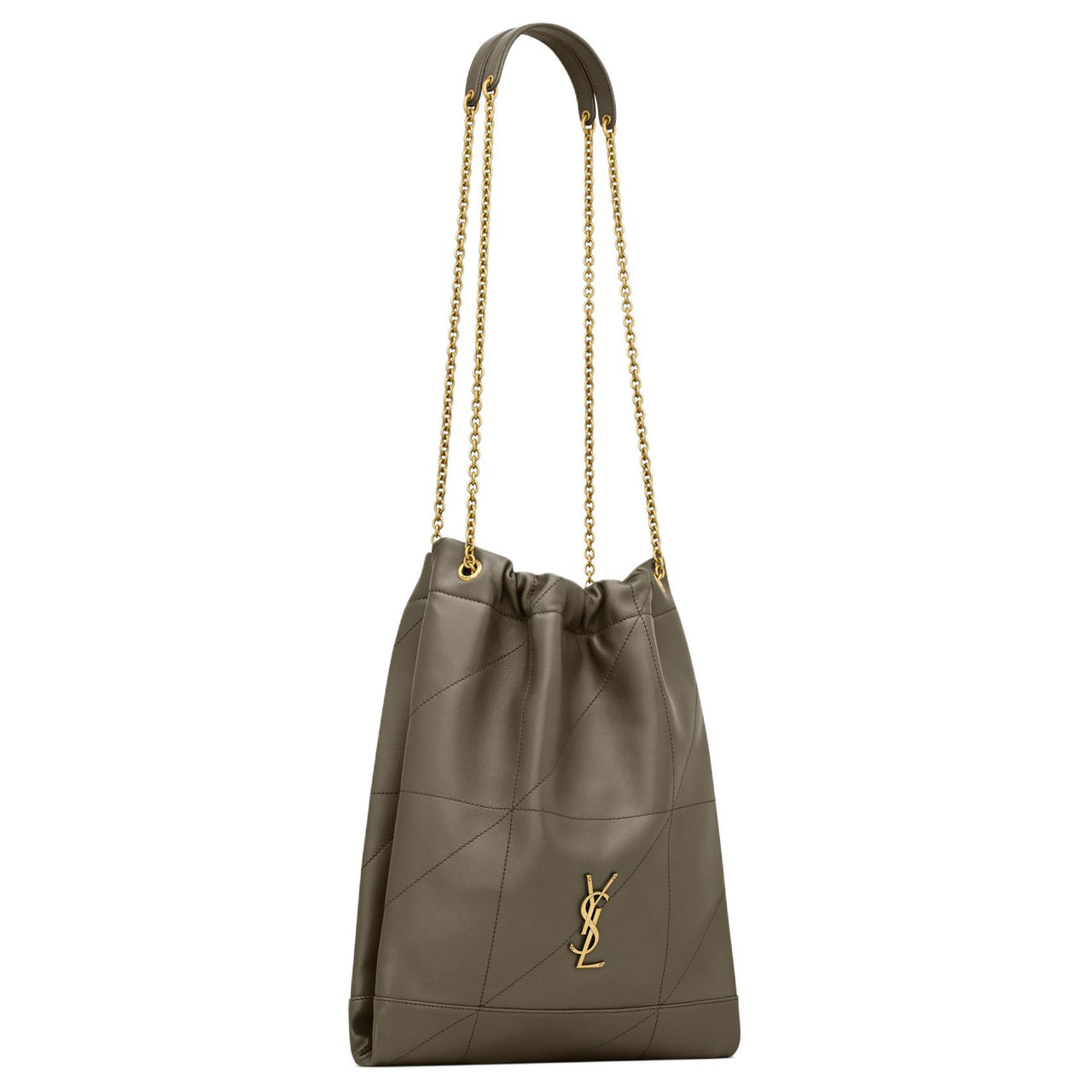 SAINT LAURENT Sheepskin One Shoulder Clutch Women's Light Musk