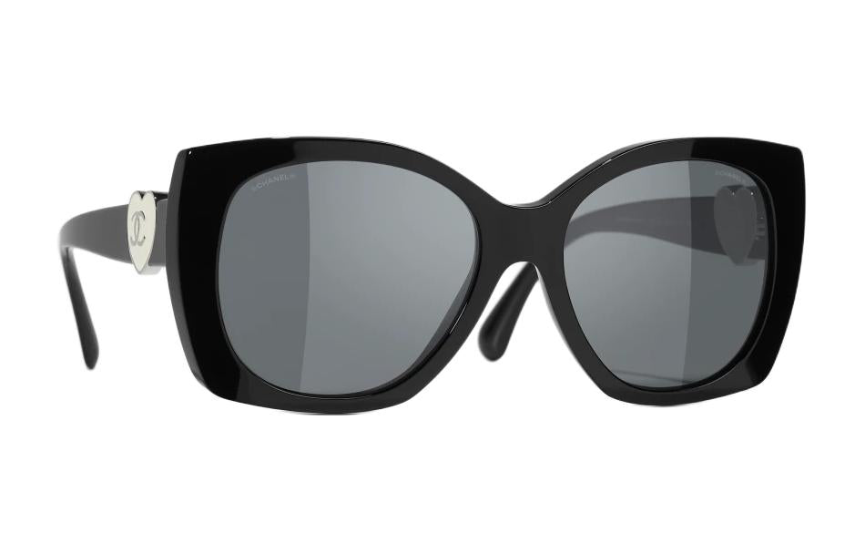 CHANEL Irregular Shape Sunglasses Unisex Black