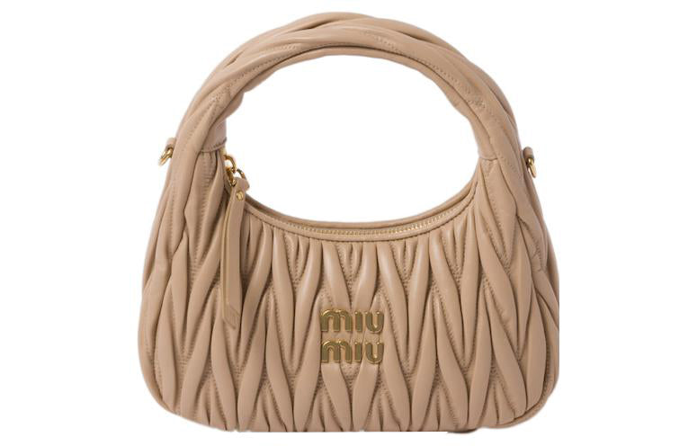 MIU MIU Sheepskin Hobo Bag, Shoulder Bag, Handbag Women's Sand Yellow