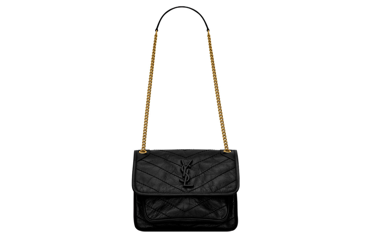 SAINT LAURENT Cow Leather Hobo Bag, Portable Crossbody Bag, Shoulder Bag Women's Black