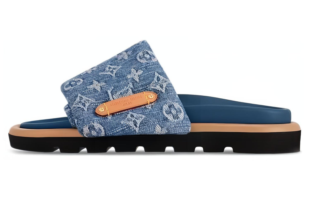 LOUIS VUITTON Pillow Quiet Slide Slippers Women's Blue