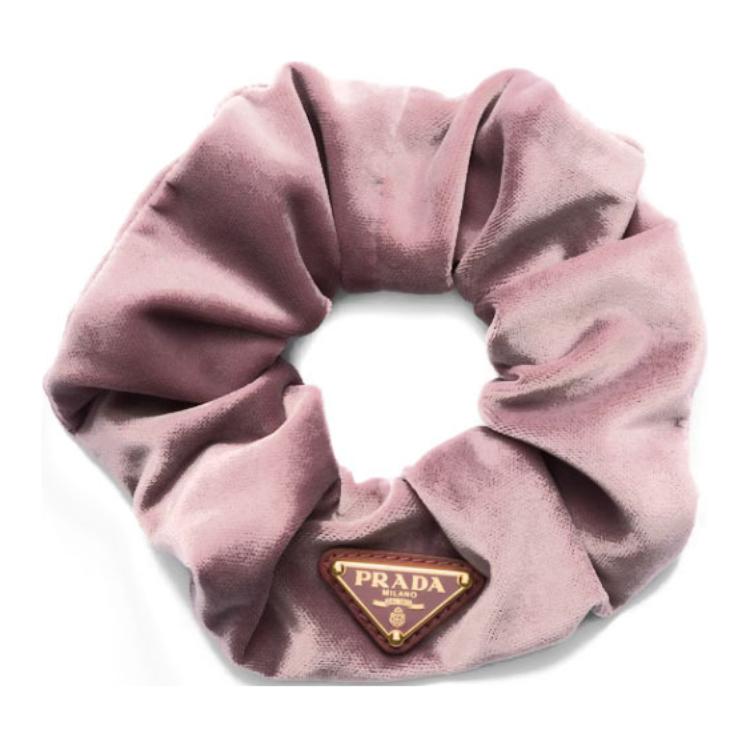PRADA Triangle logo Velvet Scrunchie