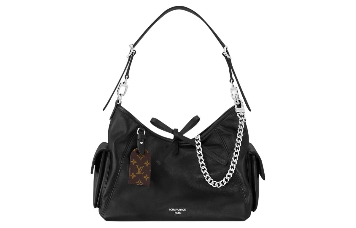 LOUIS VUITTON Carryall Cargo PM Lambskin Small Shoulder Bag Black